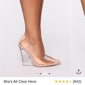 Fashion Nova Cream Tan Wedge Shoes